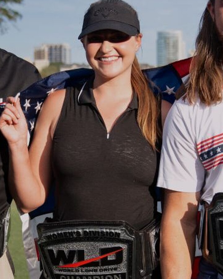 Monica Lieving with her championship belt